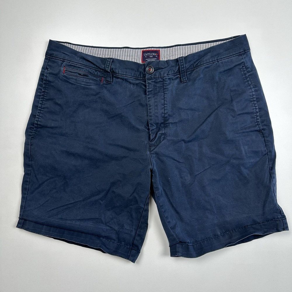 Untuckit Chino Shorts Men's Size W36 Navy‎ Blue 8" Inseam St Vincent